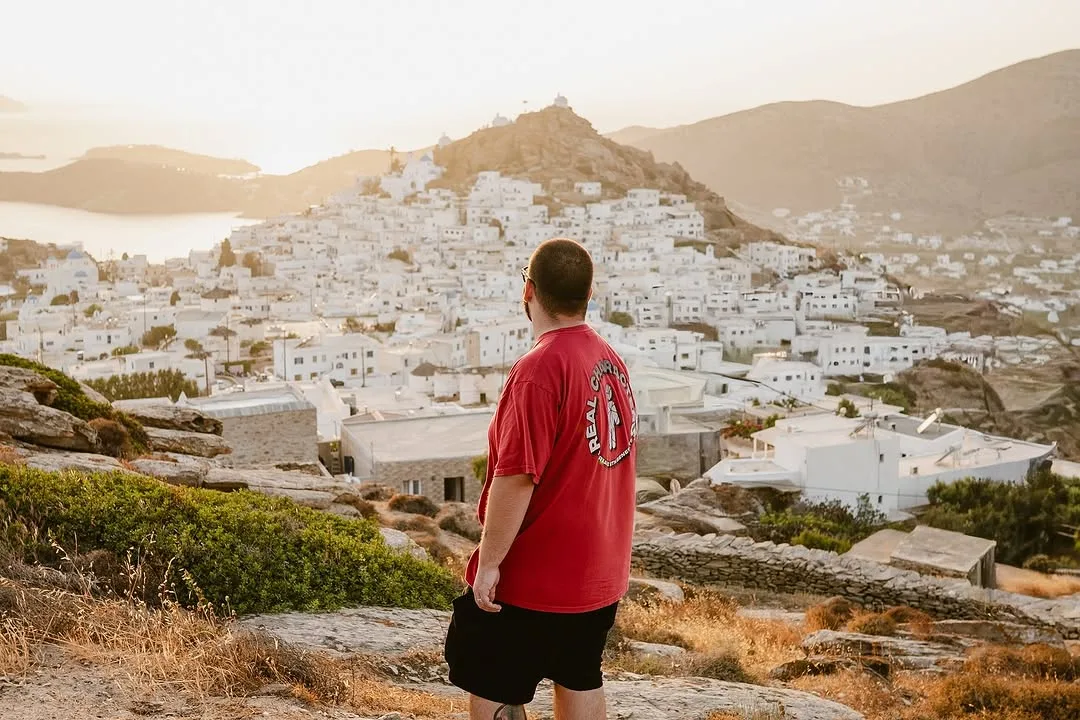 CHASA looking out over a whitewashed island town
